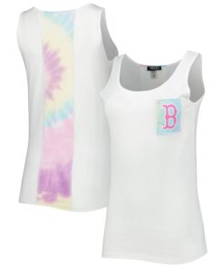Women's Boston Red Sox Refried Apparel White Tie-Dye Tank Top
