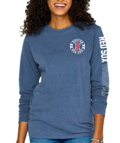 Women's Boston Red Sox Soft as a Grape Blue Pigment-Dyed Long Sleeve T-Shirt