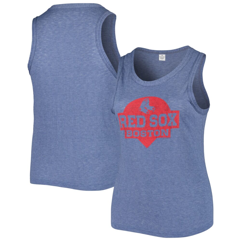 Women's Boston Red Sox Soft as a Grape Navy Plus Size High Neck Tri-Blend Tank Top