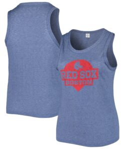 Women's Boston Red Sox Soft as a Grape Navy Plus Size High Neck Tri-Blend Tank Top