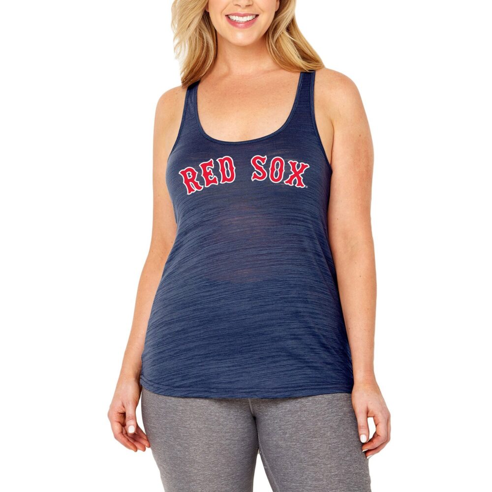 Women's Boston Red Sox Soft as a Grape Navy Plus Size Swing for the Fences Racerback Tank Top