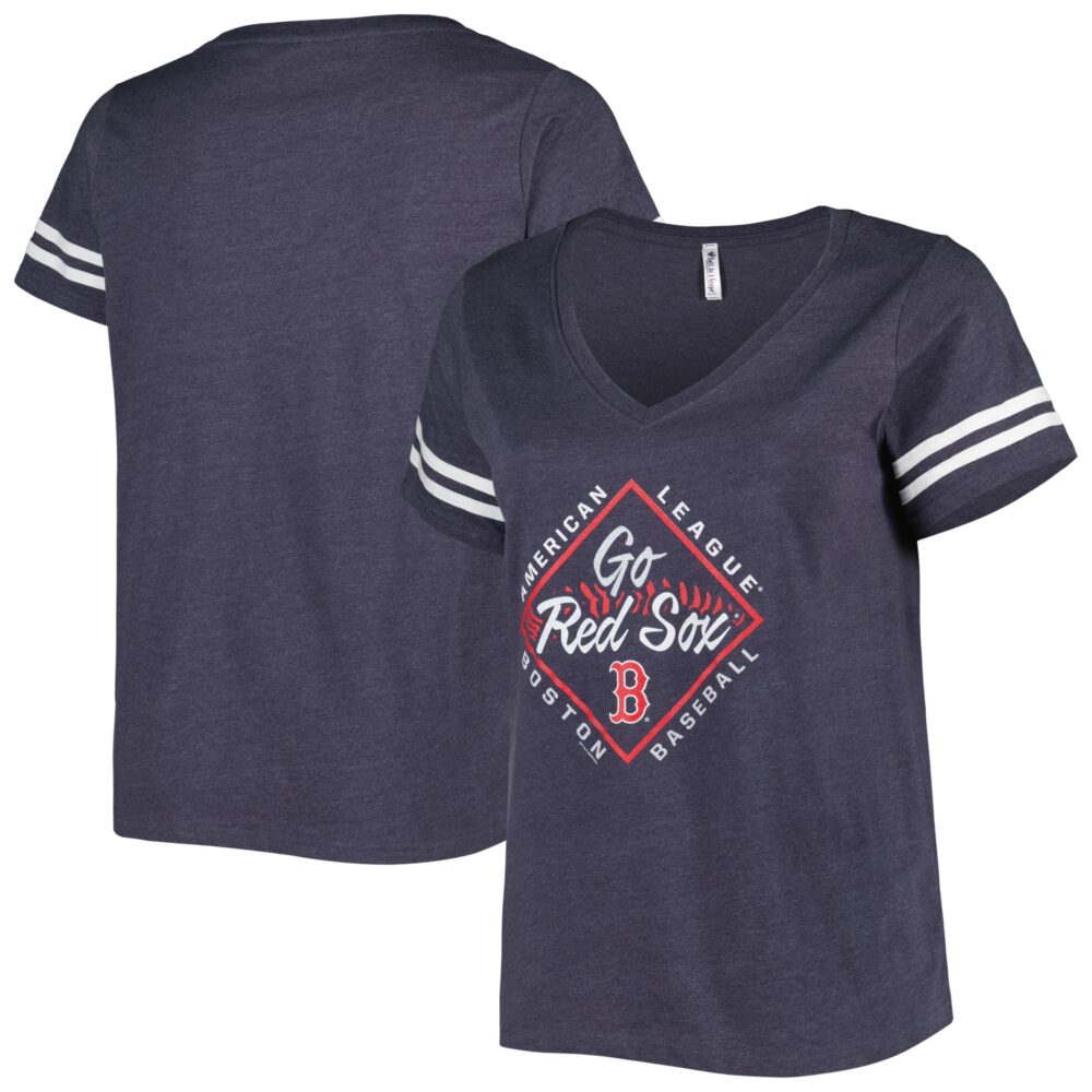 Women's Boston Red Sox Soft as a Grape Navy Plus Size V-Neck Jersey T-Shirt