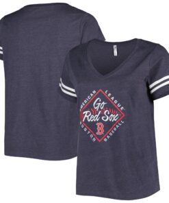 Women's Boston Red Sox Soft as a Grape Navy Plus Size V-Neck Jersey T-Shirt