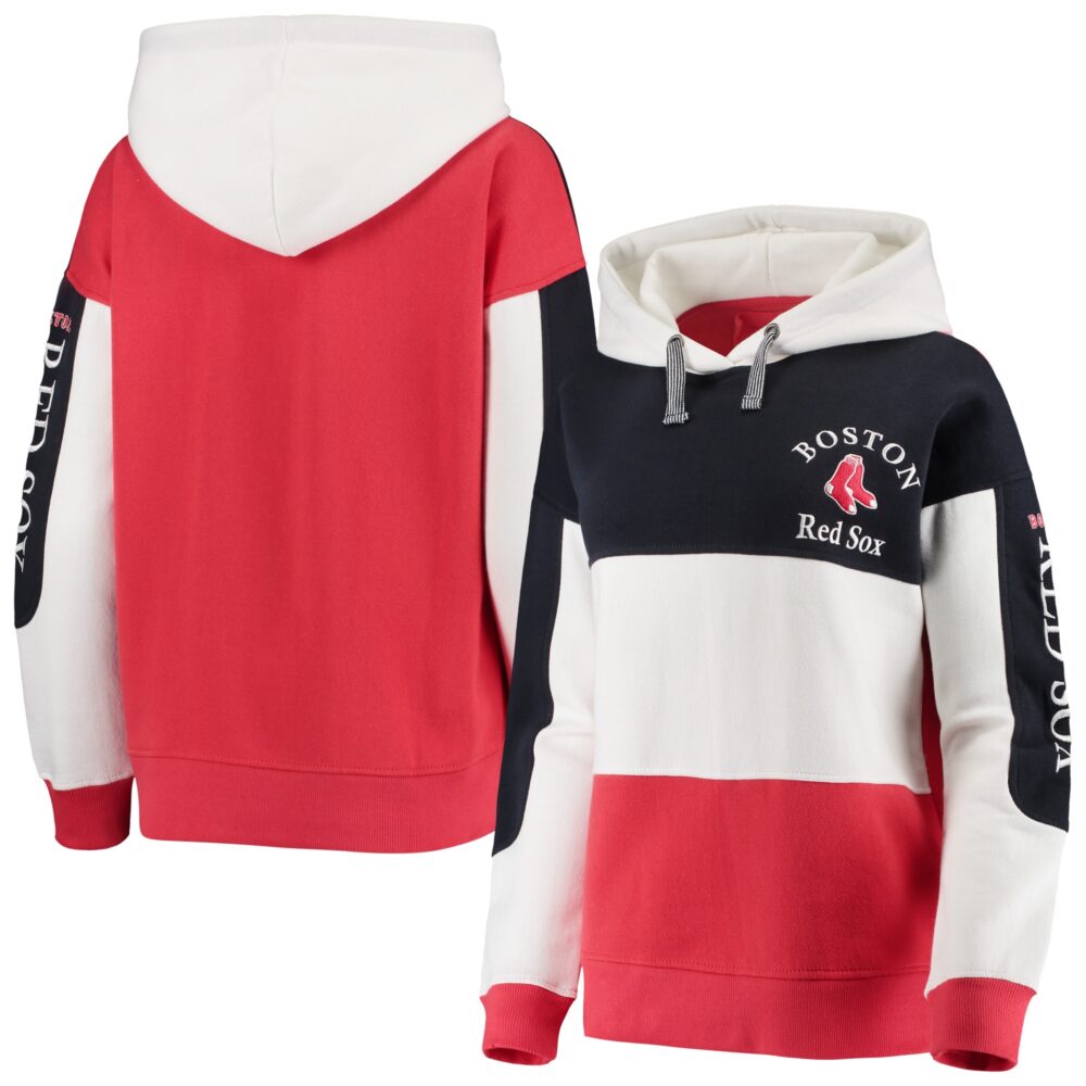 Women's Boston Red Sox Soft as a Grape Navy/Red Rugby Pullover Hoodie