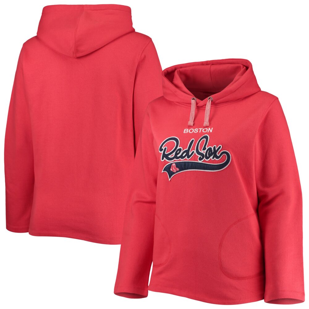 Women's Boston Red Sox Soft as a Grape Red Plus Size Side Split Pullover Hoodie