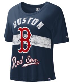 Women's Boston Red Sox Starter Navy  Record Setter Crop Top
