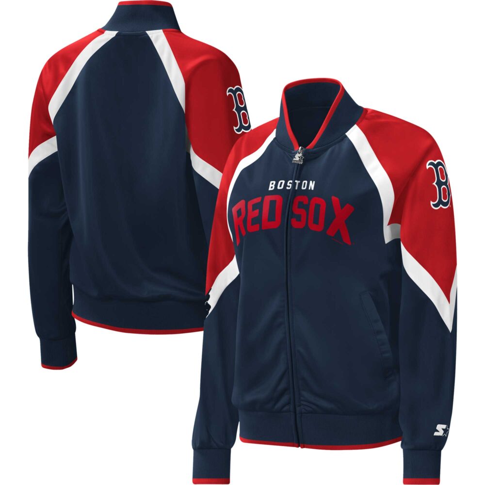 Women's Boston Red Sox Starter Navy Touchdown Raglan Full-Zip Track Jacket