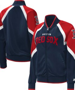 Women's Boston Red Sox Starter Navy Touchdown Raglan Full-Zip Track Jacket