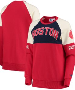 Women's Boston Red Sox Starter Red/Navy Baseline Raglan Pullover Sweatshirt