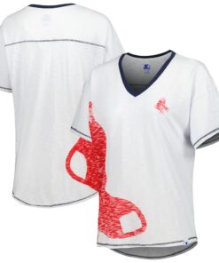 Women's Boston Red Sox Starter White Perfect Game V-Neck T-Shirt