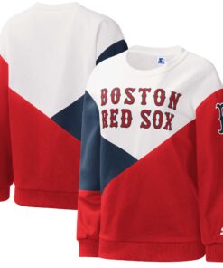 Women's Boston Red Sox Starter White/Red Shutout Pullover Sweatshirt