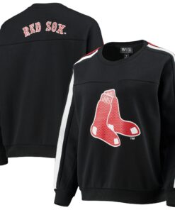 Women's Boston Red Sox The Wild Collective Black Perforated Logo Pullover Sweatshirt