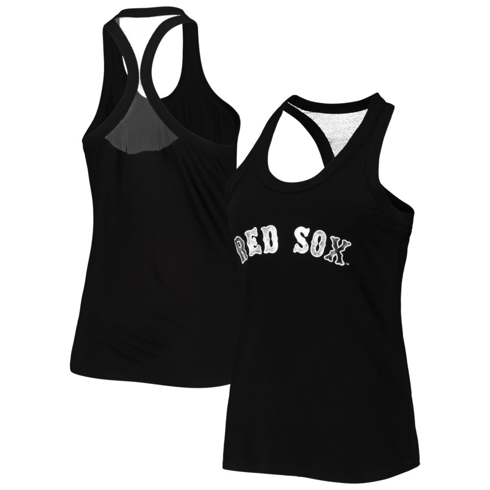 Women's Boston Red Sox The Wild Collective Black Tonal Athleisure Racerback Tank Top