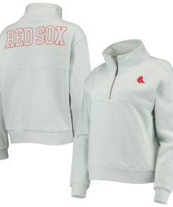 Women's Boston Red Sox The Wild Collective Light Blue Two-Hit Quarter-Zip Pullover Top