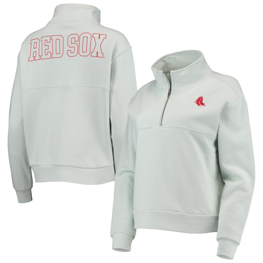 Women's Boston Red Sox The Wild Collective Light Blue Two-Hit Quarter-Zip Pullover Top