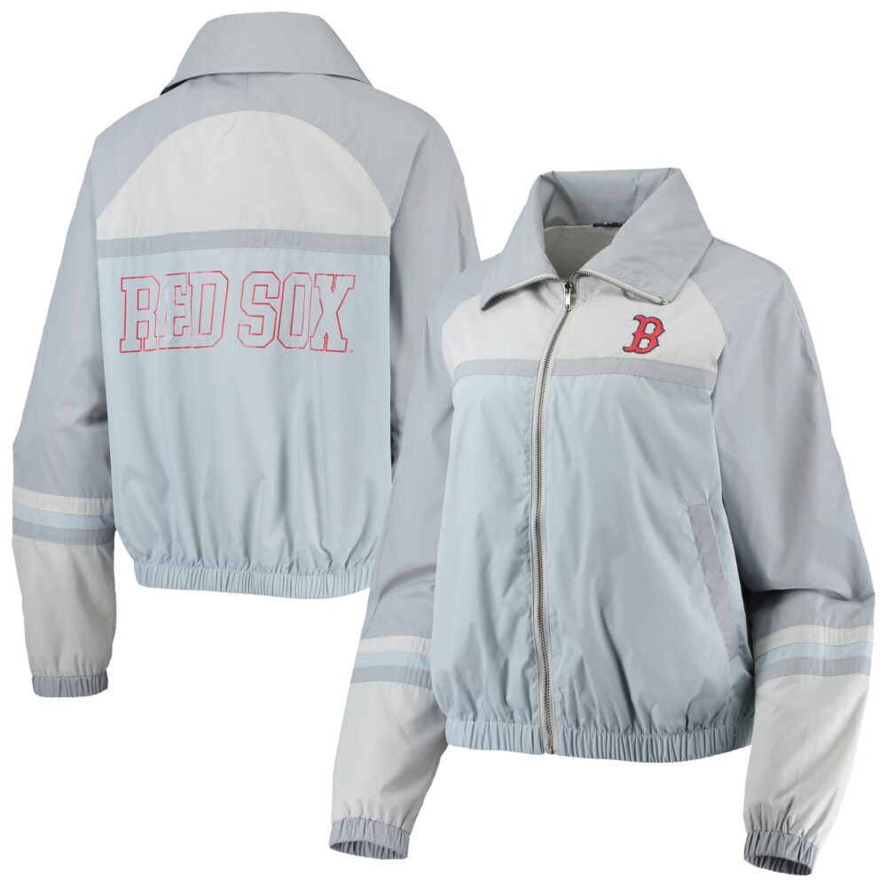 Women's Boston Red Sox The Wild Collective Navy Colorblock Track Raglan Full-Zip Jacket