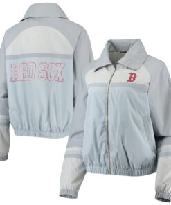 Women's Boston Red Sox The Wild Collective Navy Colorblock Track Raglan Full-Zip Jacket