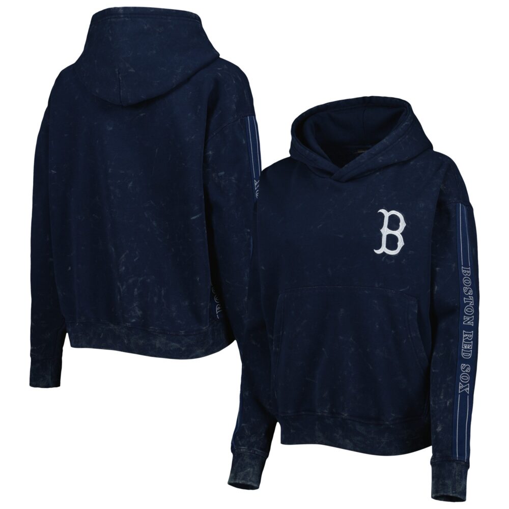 Women's Boston Red Sox The Wild Collective Navy Marble Pullover Hoodie