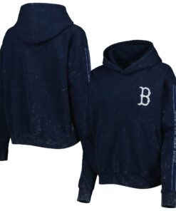 Women's Boston Red Sox The Wild Collective Navy Marble Pullover Hoodie