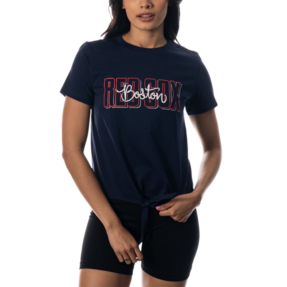 Women's Boston Red Sox The Wild Collective Navy Twist Front T-Shirt