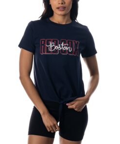 Women's Boston Red Sox The Wild Collective Navy Twist Front T-Shirt