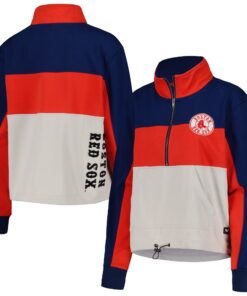 Women's Boston Red Sox The Wild Collective Navy/Red Color Block Half-Zip Jacket