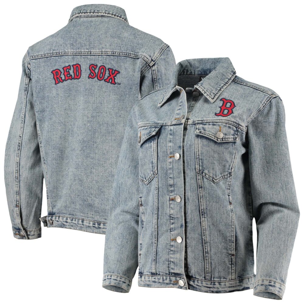 Women's Boston Red Sox The Wild Collective Team Patch Denim Button-Up Jacket