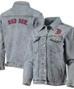 Women's Boston Red Sox The Wild Collective Team Patch Denim Button-Up Jacket