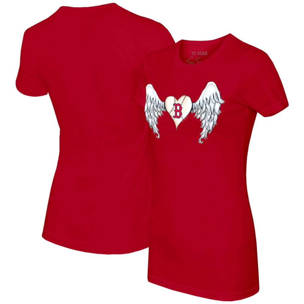 Women's Boston Red Sox Tiny Turnip Red Angel Wings T-Shirt