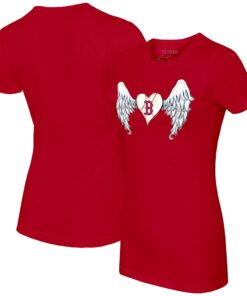 Women's Boston Red Sox Tiny Turnip Red Angel Wings T-Shirt
