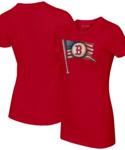 Women's Boston Red Sox Tiny Turnip Red Baseball Flag T-Shirt