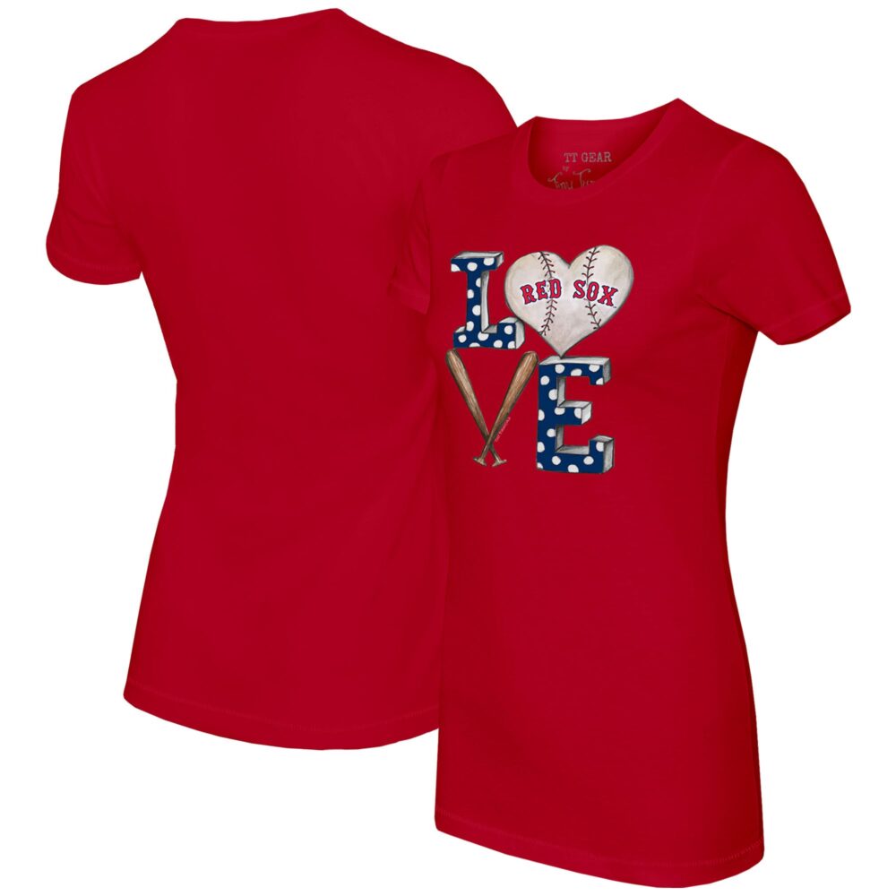 Women's Boston Red Sox Tiny Turnip Red Baseball Love T-Shirt