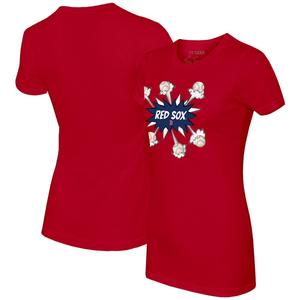 Women's Boston Red Sox Tiny Turnip Red Baseball Pow T-Shirt