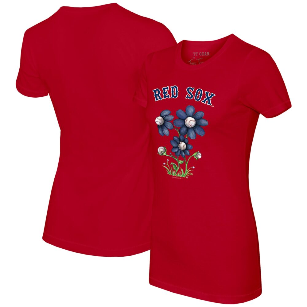 Women's Boston Red Sox Tiny Turnip Red Blooming Baseballs T-Shirt
