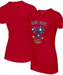 Women's Boston Red Sox Tiny Turnip Red Blooming Baseballs T-Shirt