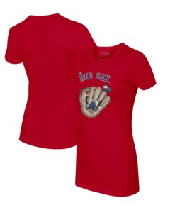 Women's Boston Red Sox Tiny Turnip Red Butterfly Glove T-Shirt