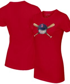Women's Boston Red Sox Tiny Turnip Red Hat Crossbats T-Shirt