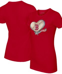 Women's Boston Red Sox Tiny Turnip Red Heart Banner T-Shirt