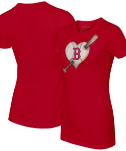 Women's Boston Red Sox Tiny Turnip Red Heart Bat T-Shirt