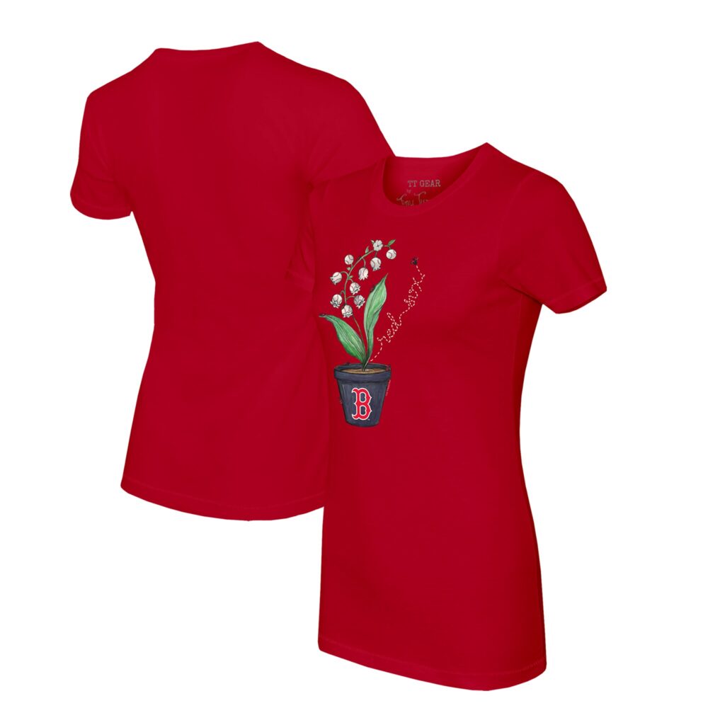 Women's Boston Red Sox Tiny Turnip Red Lilies & Ladybugs T-Shirt