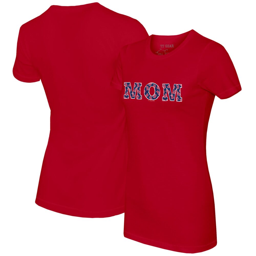 Women's Boston Red Sox Tiny Turnip Red Logo Mom T-Shirt