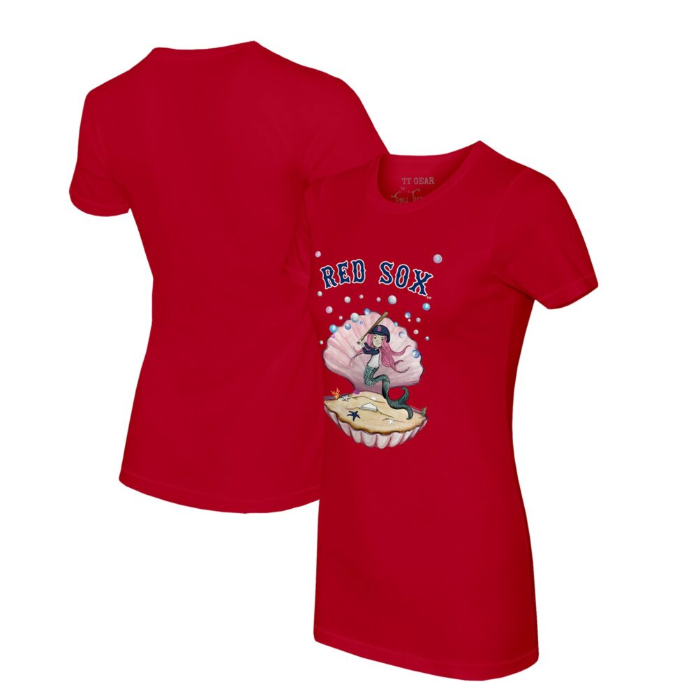 Women's Boston Red Sox Tiny Turnip Red Mermaid T-Shirt