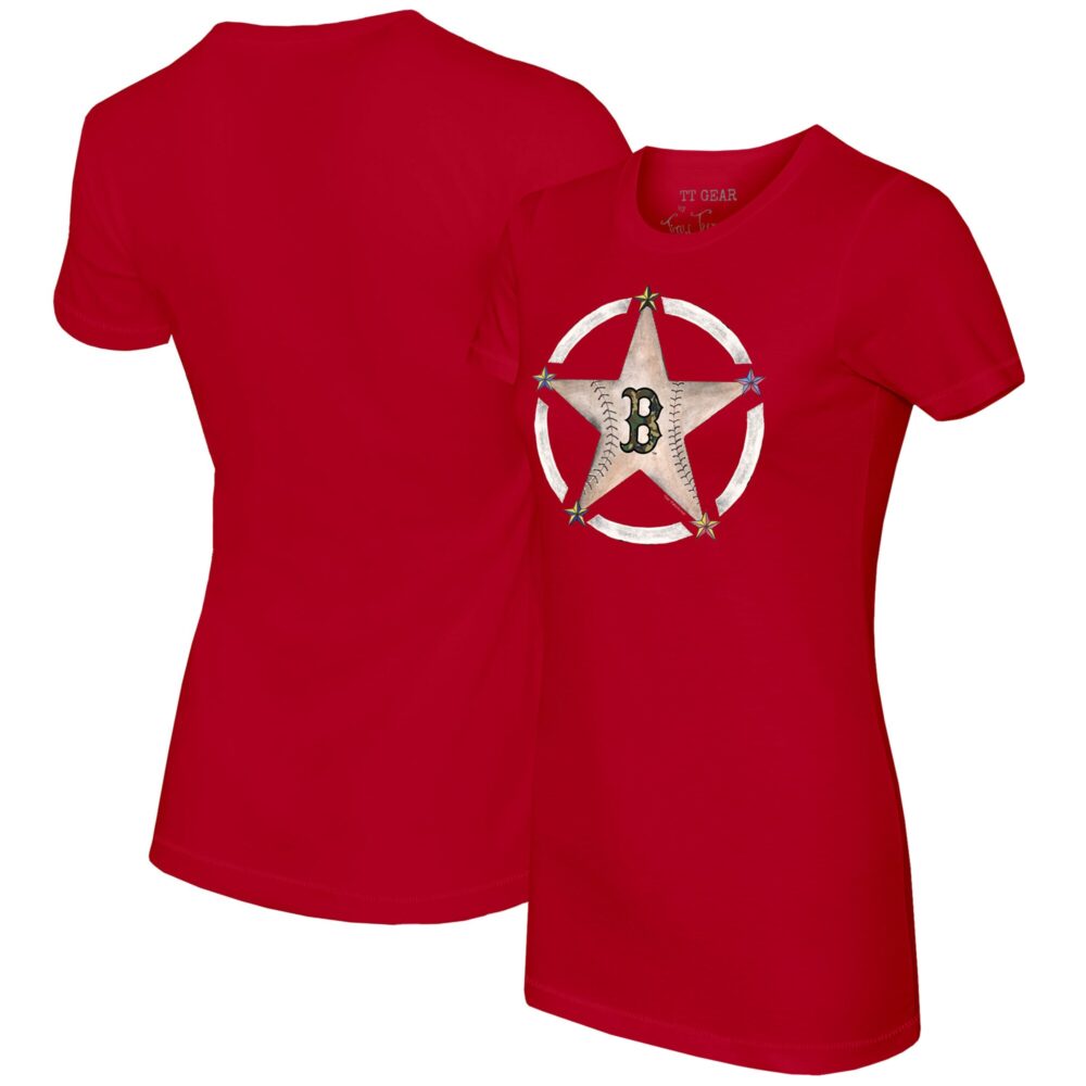 Women's Boston Red Sox Tiny Turnip Red Military Star T-Shirt