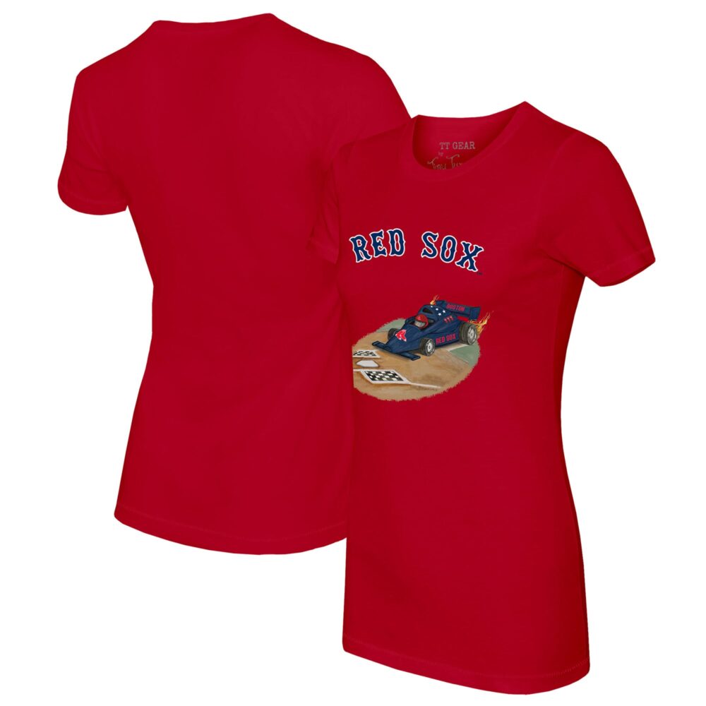 Women's Boston Red Sox Tiny Turnip Red Race Car T-Shirt