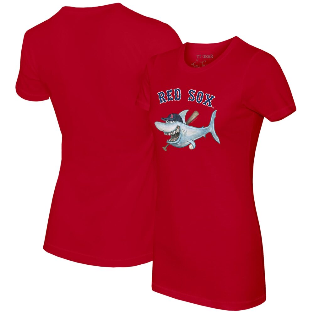 Women's Boston Red Sox Tiny Turnip Red Shark T-Shirt