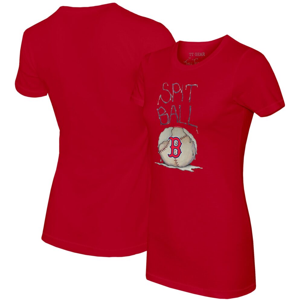 Women's Boston Red Sox Tiny Turnip Red Spit Ball T-Shirt