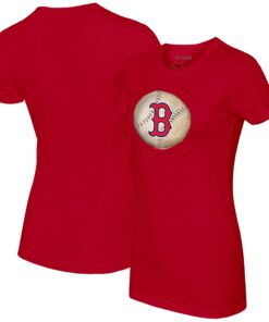 Women's Boston Red Sox Tiny Turnip Red Stitched Baseball T-Shirt