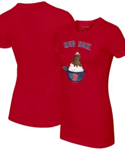 Women's Boston Red Sox Tiny Turnip Red Sundae Helmet T-Shirt