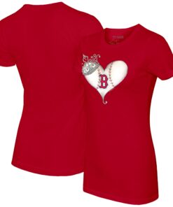 Women's Boston Red Sox Tiny Turnip Red Tiara Heart T-Shirt