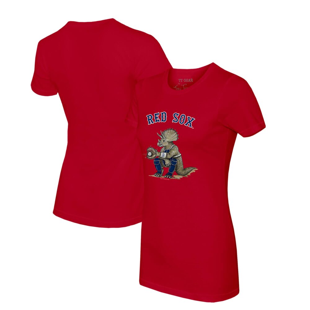 Women's Boston Red Sox Tiny Turnip Red Triceratops T-Shirt